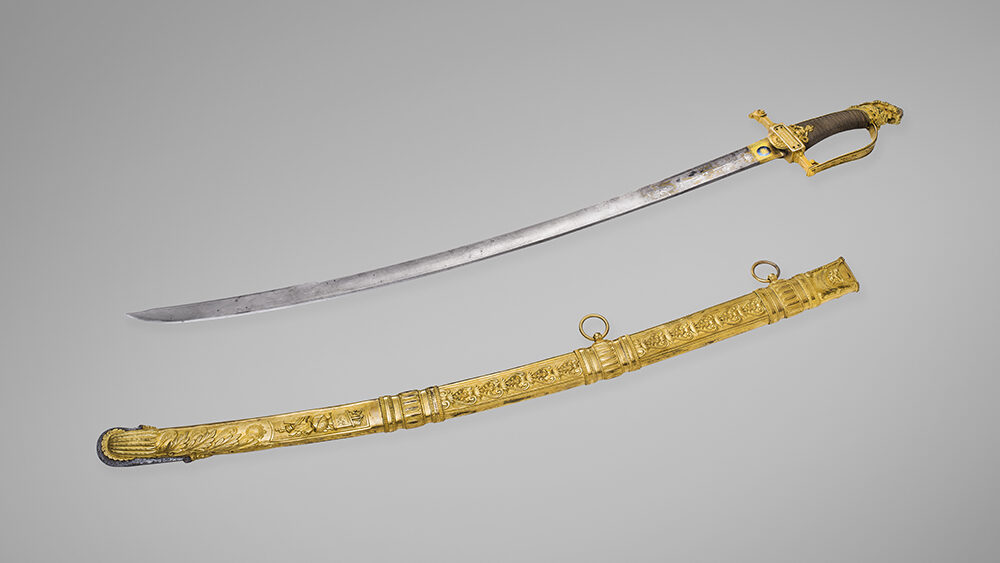 Sabre d'honneur de Bonaparte, par le fourbisseur Deheque, à Lingenthal, bronze, acier doré, damasquiné, 1793,