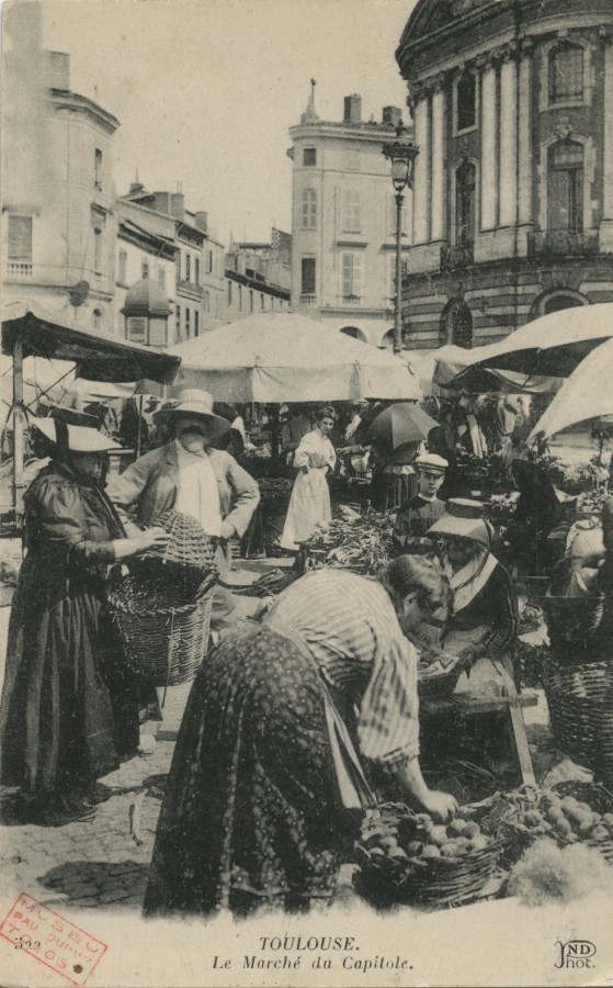 Carte postale, le marché place du Capitole à Toulouse