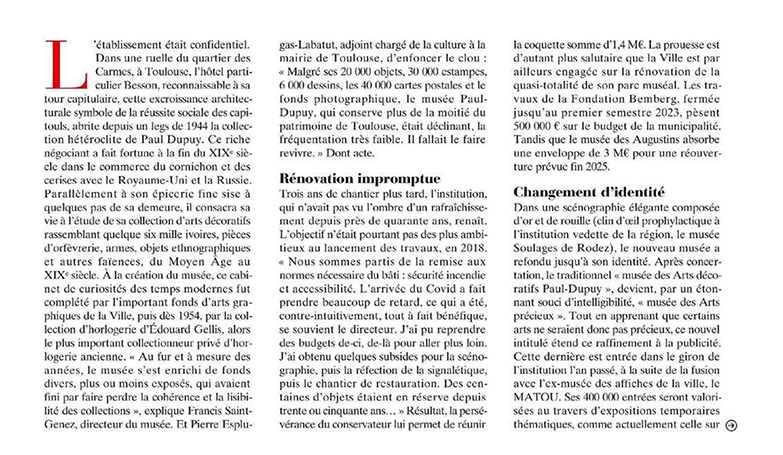 Article La gazette Drouot, 10 février 2023